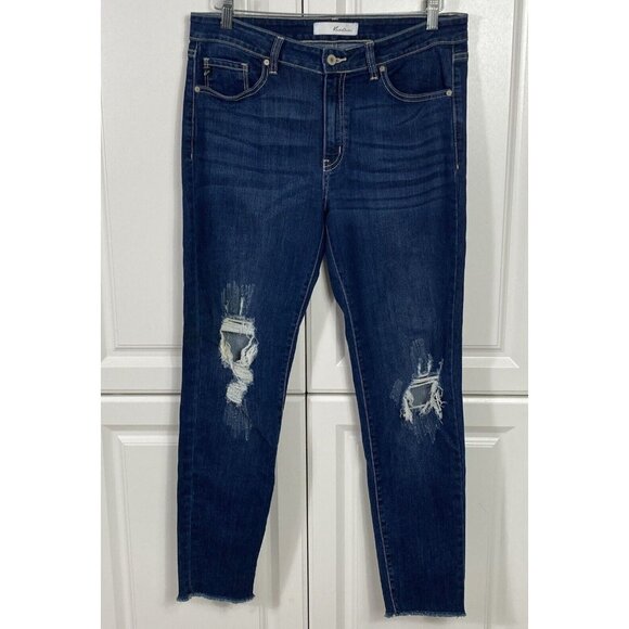Kancan Womens Sz 30 Cassandra Midrise Super Skinny Jeans Stretch Distressed Knee - Picture 1 of 10